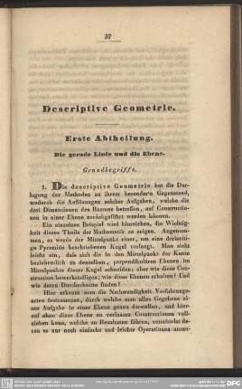 Erste Abtheilung. Die gerade Linie und die Ebene