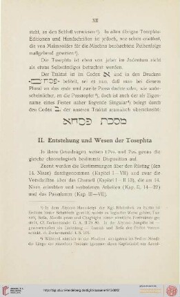 II. Entstehung und Wesen der Tosephta