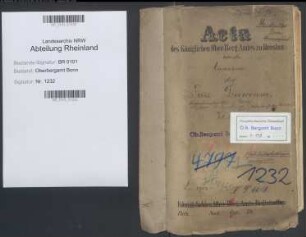 Duwensee; Fritz, Bergassessor; Prüfungs- u. Personalakten Band 1