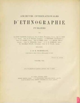 Internationales Archiv für Ethnographie : = Archives internationales d'éthnographie. 8. 1895