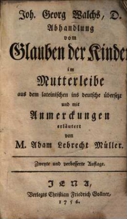 Abhandlung vom Glauben der Kinder im Mutterleibe
