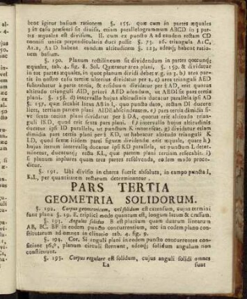 Pars Tertia Geometria Solidorum.