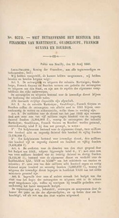 No. 9375. - Wet betreffende het bestuur der financien van Martinique, Guadeloupe, Fransch Guyana en Bourbon
