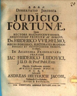 Diss. iur. de iudicio fortunae