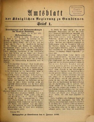 Amtsblatt des Regierungspräsidenten in Gumbinnen. 76. 1886