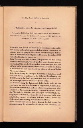Philanthropie oder Kolonisationspolitik?