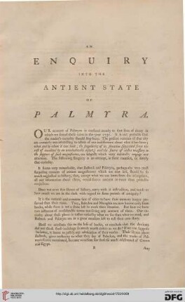An Enquiry into the antient state of Palmyra