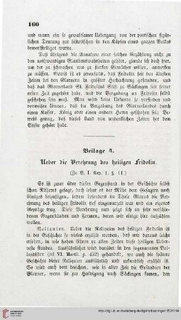 Beilage 4: Ueber die Verehrung des heiligen Fridolin