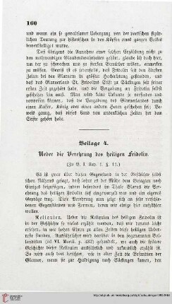 Beilage 4: Ueber die Verehrung des heiligen Fridolin