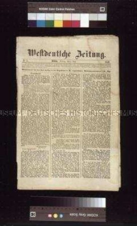 Zeitung: Westdeutsche Zeitung, Nr. 7; Köln, 1. Juni 1849