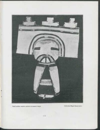 [Photograph of] Hopi kachina wooden painted ceremonial image. : Collection Miguel Covarrubias.