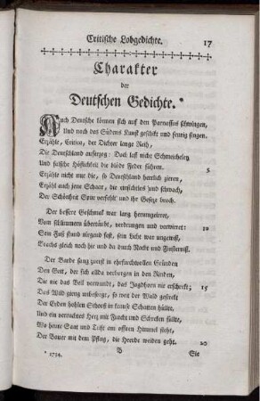 Charakter der deutschen Gedichte.