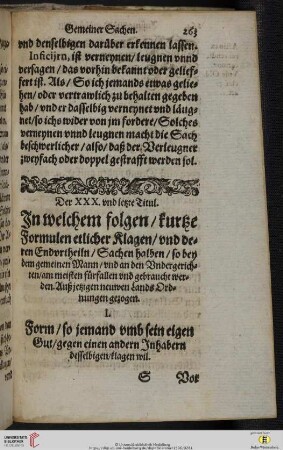 Der XXX. vnd letzte Titul