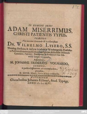 Adam Miserrismus, Christi Patientis Typus