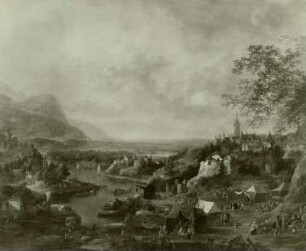 Flußtal mit Jahrmarktsbuden