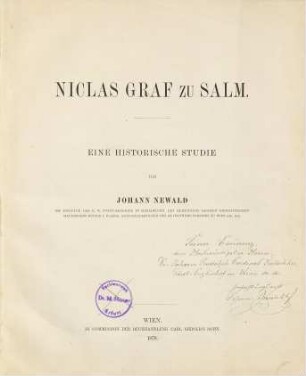 Niclas Graf zu Salm : eine historische Studie