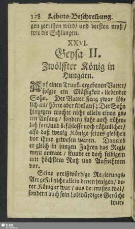 XXVI. Geysa II. Zwölffter König in Hungarn