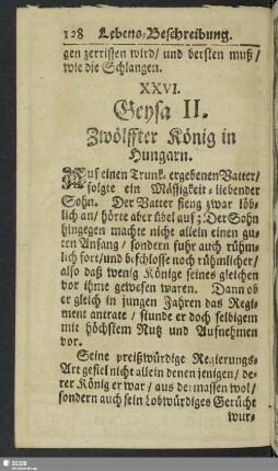 XXVI. Geysa II. Zwölffter König in Hungarn