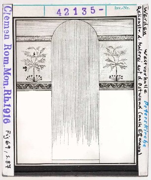 Essen-Werden, Peterskirche: Westvorhalle, Rekonstruktion der Malerei auf der Ostwand (nach Ettmann)