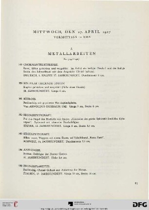 J. Metallarbeiten (Nr. 349-427)