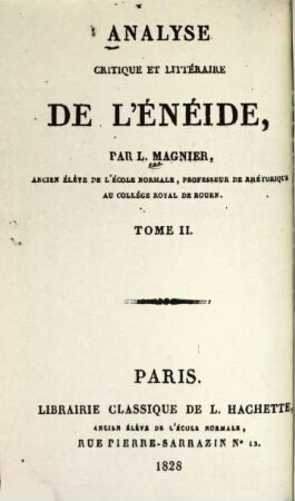 Analyse critique et littéraire de l'Énéïde, 2 (1828)