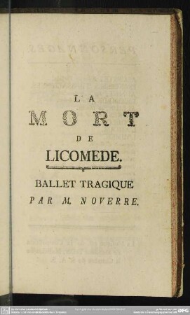 La Mort De Licomede : Ballet Tragique ...