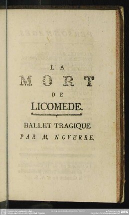 La Mort De Licomede : Ballet Tragique ...