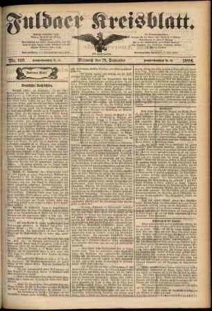 Zweite Ausgabe vom Mittwoch, den 28. September 1904.