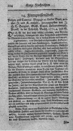 14. Finanzwissenschaft.
