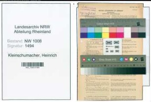 Entnazifizierung Heinrich Kleinschumacher , geb. 04.09.1898 (Arbeiter)