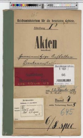 Gemeinnützige Anstalten; Krankenanstalten: Bd. 7