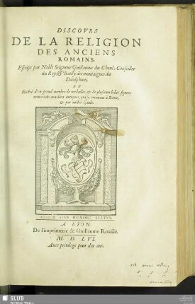 Discovrs De La Religion Des Anciens Romains