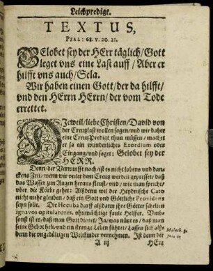Textus, Psal. 68. v. 20. 21.