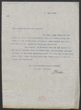 Brief an Margarethe Dessoff : 09.03.1914