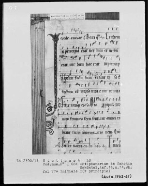 Antiphonarium de Sanctis (Zisterzienserhandschrift) — Initiale I(N principio), Folio 77verso