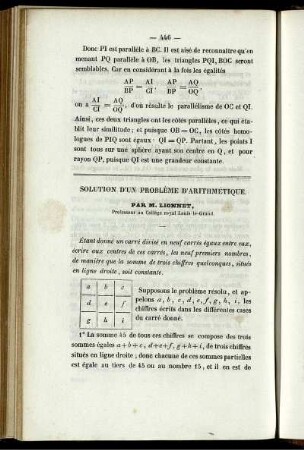 Solution d´un problème d´arithmétique.