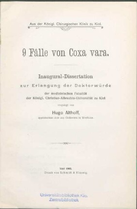 9 Fälle von Coxa vara