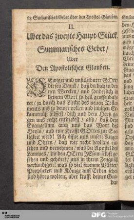II. Uber das zweyte Haupt-Stück. Vom Christlichen Glauben.