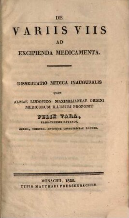 De variis viis ad excipienda medicamenta