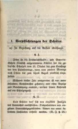Disciplinarvorschriften für die Schüler der königlichen Landwirthschafts- und Gewerbsschule zu Ansbach