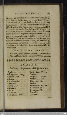 Index I. Auctorum allegatorum aut explicatorum