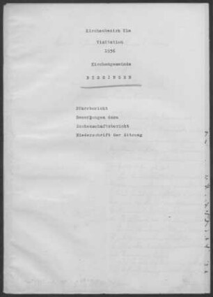 Bissingen/Lontal: Pfarrbericht 1936