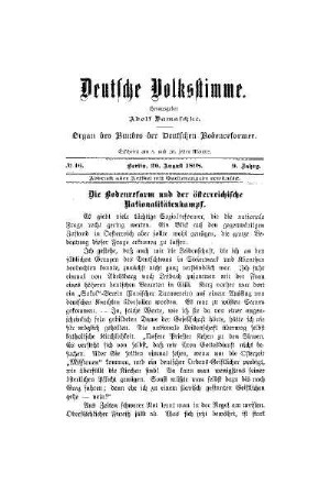 Die Bodenreform und der österreichische Nationalitätenkampf