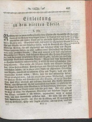 Einleitung zu dem vierten Theile.