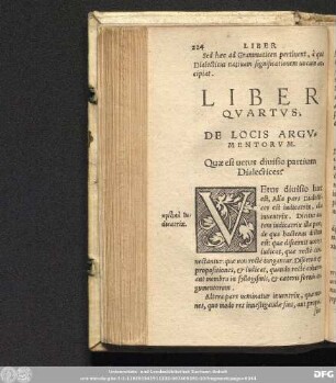 Liber Quartus. De Locis Argumentorum. Quae est vetus divisio partium Dialectices?