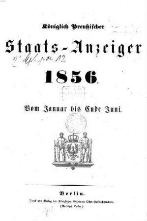 Königlich Preußischer Staats-Anzeiger. 1856, 1 - 6