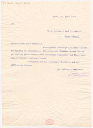 Brief an Karl Klindworth : 28.04.1914