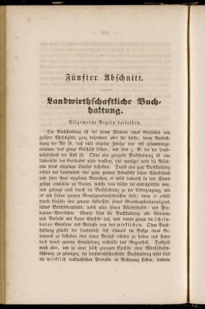 Fünfter Abschnitt. Landwirthschaftliche Buchhaltung