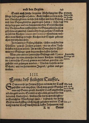 IIII. Forma deß heiligen Tauffes.