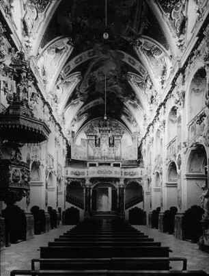 Freising, Dom St. Maria und Korbinian, Inneres, Mittelschiff nach Westen; Umgestaltung 18. Jh. duch Asam-Brüder; Asam, Cosmas Damian; Asam, Egid Quirin